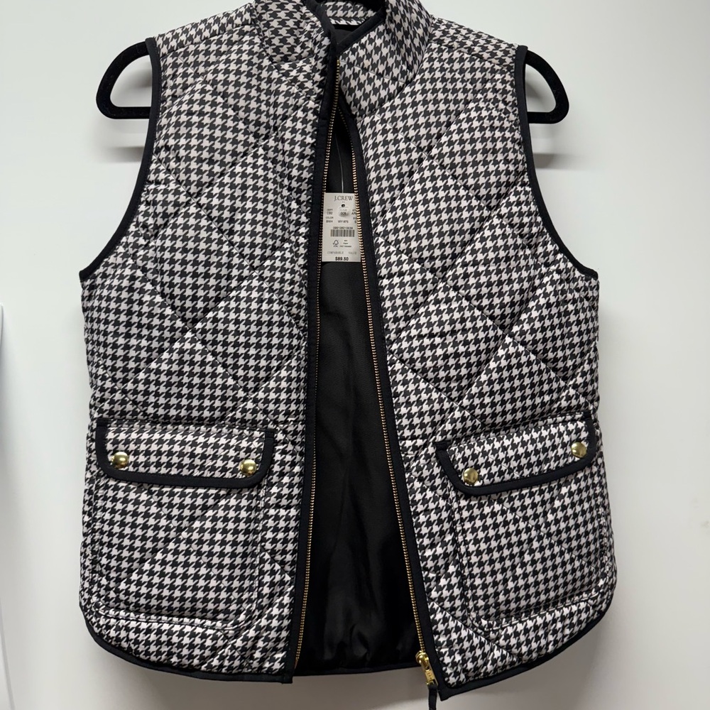 JCREW NWT Houndstooth Quilted Vest